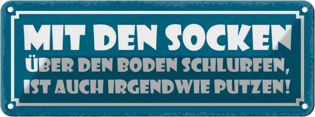 vianmo Blechschild 10x27 cm mit Socken über den Boden putzen Spruch Zitat
