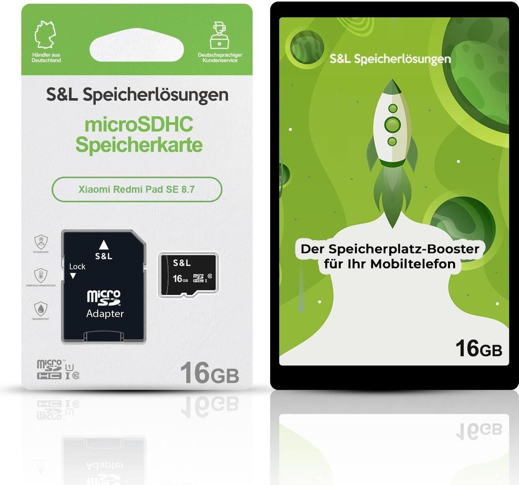 microSD Speicherkarte S&L für Xiaomi Redmi Pad SE 8.7 - Speicherkapazität: 16 GB