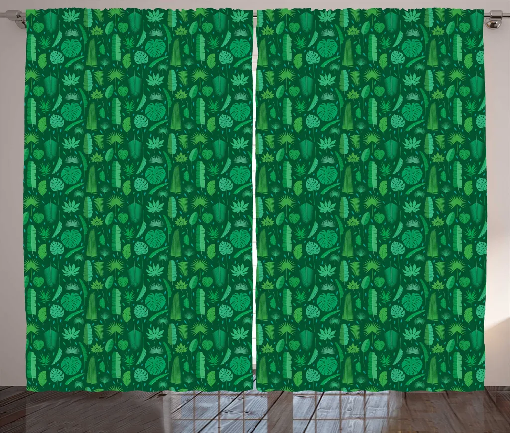 ABAKUHAUS Rideau Tropical Rustique Jungle à Fronces 280 x 225 cm Vert