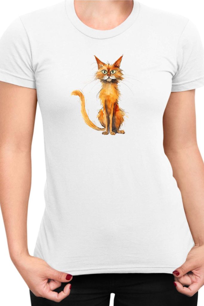 Damen T-Shirt Funny Cats Breeds Somali Cat, Lady S / Weiß