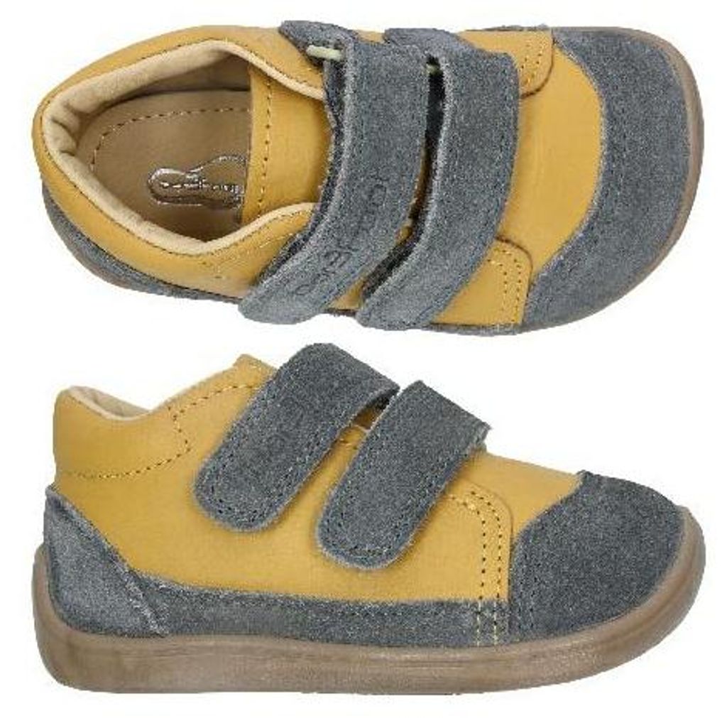 Ganzjahres-Lederschuhe bar3foot 2Be38/14 senffarben, Klettverschluss, barfuß