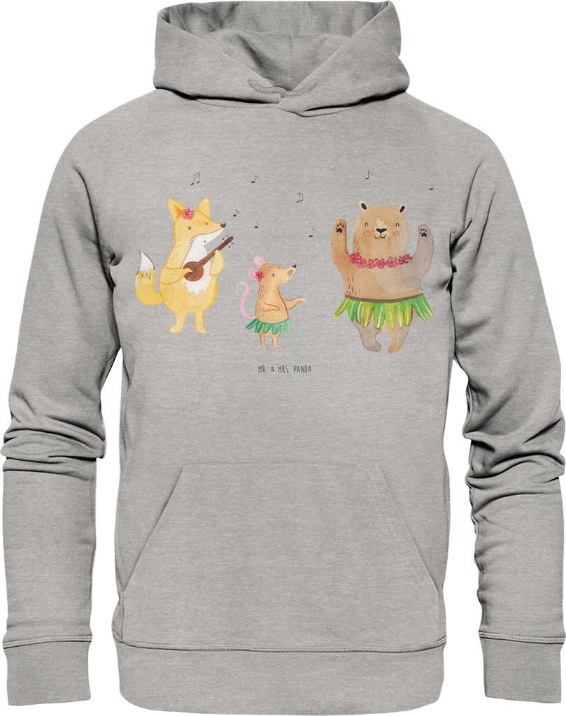Mr. & Mrs. Panda Bedruckter Hoodie Waldtiere Aloha Größe L - Heather Grey - Geschenk, Tanzen, Bär, Hase, Igel, Pullover, Musik, Sweatshirt, mit ...