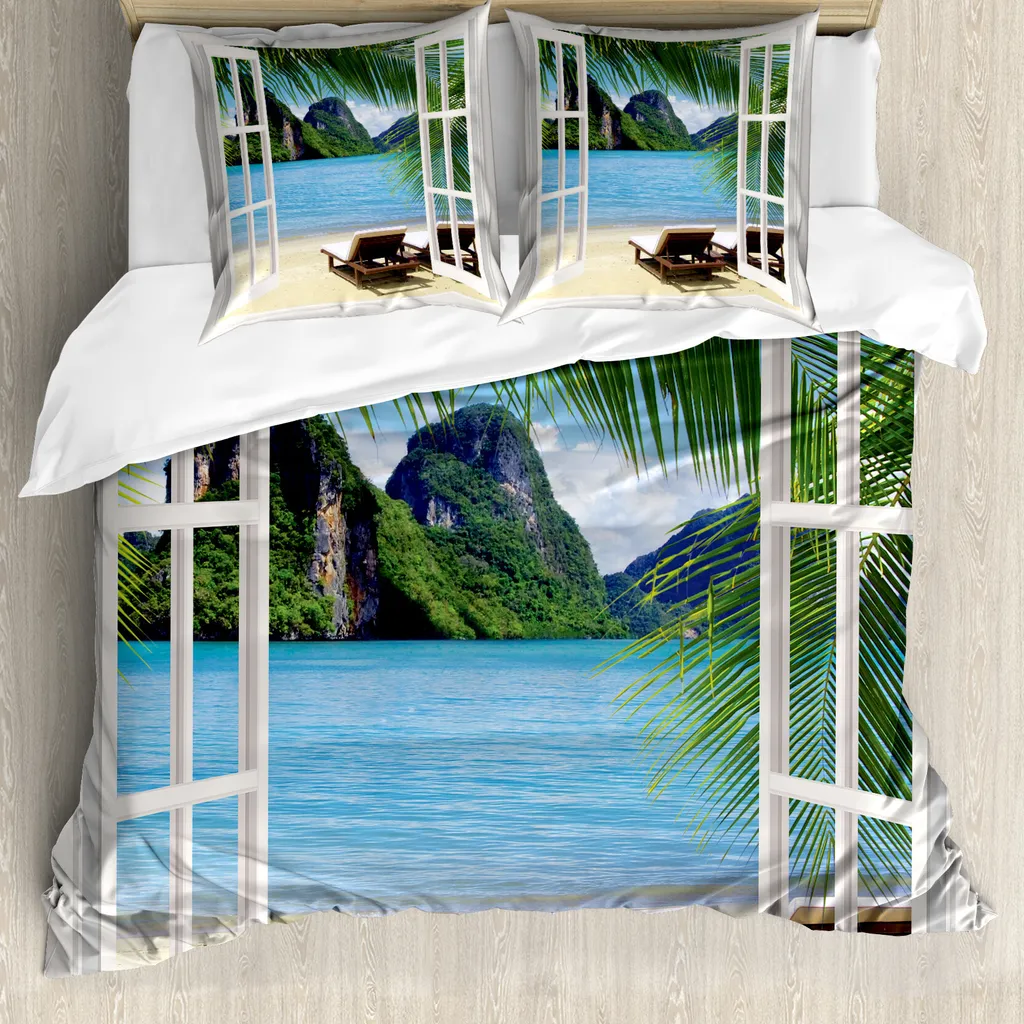 Parure de Lit 2 Personnes Motif Mer Été en Microfibre Douce 200x200 cm