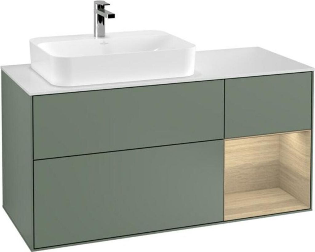 V&B Waschtischunterschrank Wandbeleuchtung Finion 120cm, Pl w m, Reg re Oa ven, Oli. m Lac