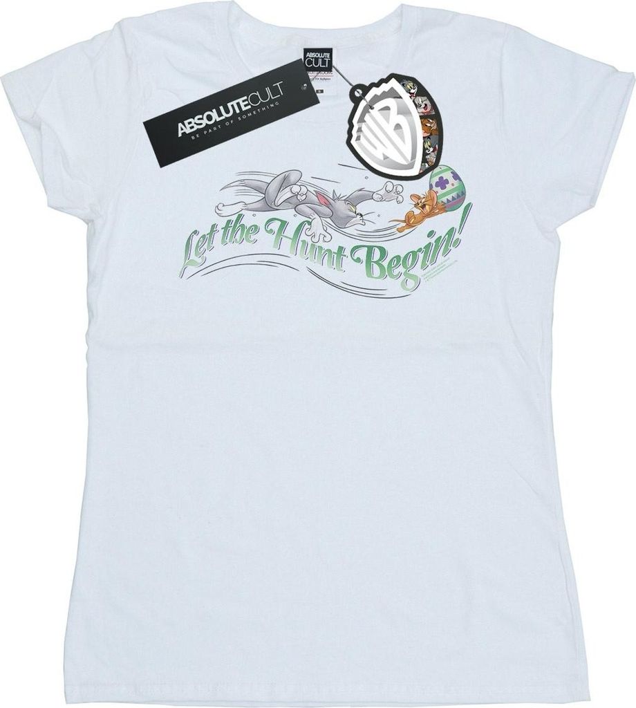 Tom And Jerry - "Let The Hunt Begin" T-Shirt für Damen BI43687 (M) (Weiß)