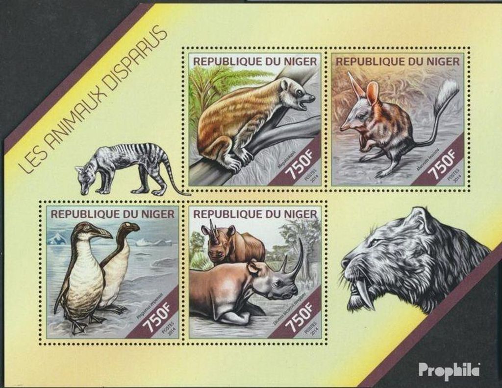 Briefmarken Niger 2014 Mi 2810-2813 Kleinbogen (kompl. Produktbild 