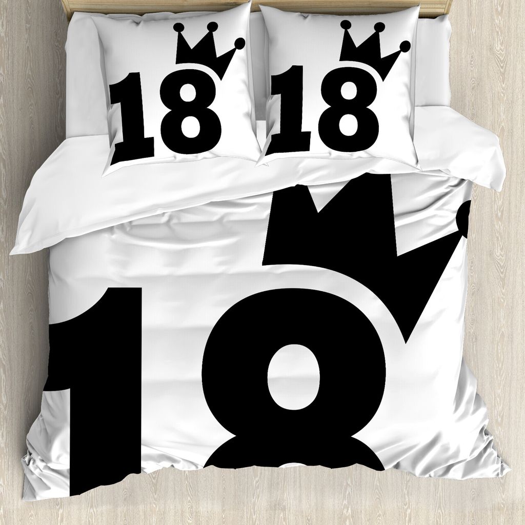 ABAKUHAUS 18. Geburtstag Bettbezug, Jersey Scheinen Bold 18, Milbensicher Allergiker geeignet mit Kissenbezügen, 155 cm x 220 cm - 80 x 80 cm, Sch...