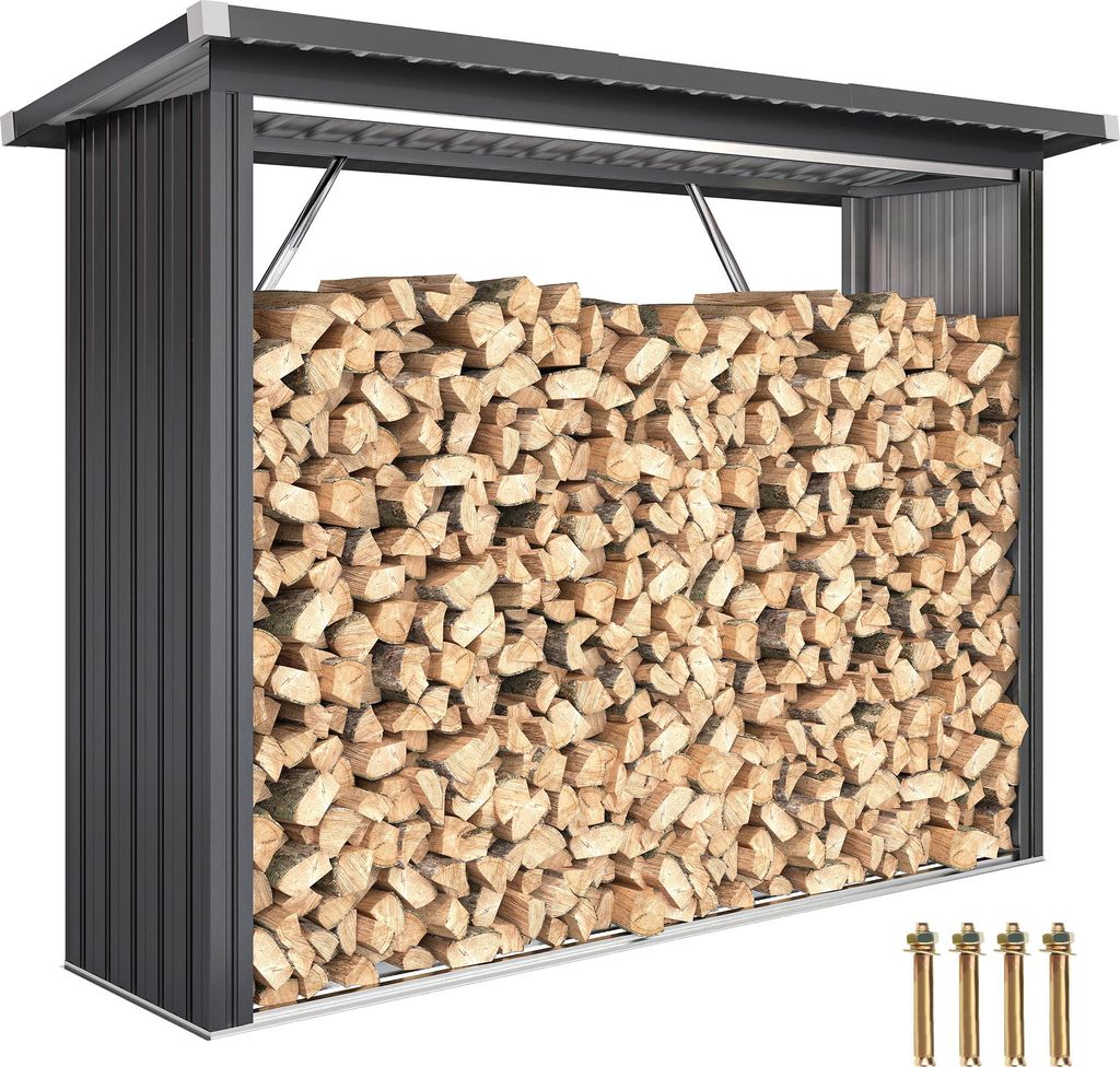 Outsunny Abri-bûches couvert en acier galvanisé, 2 m³, Image du produit 