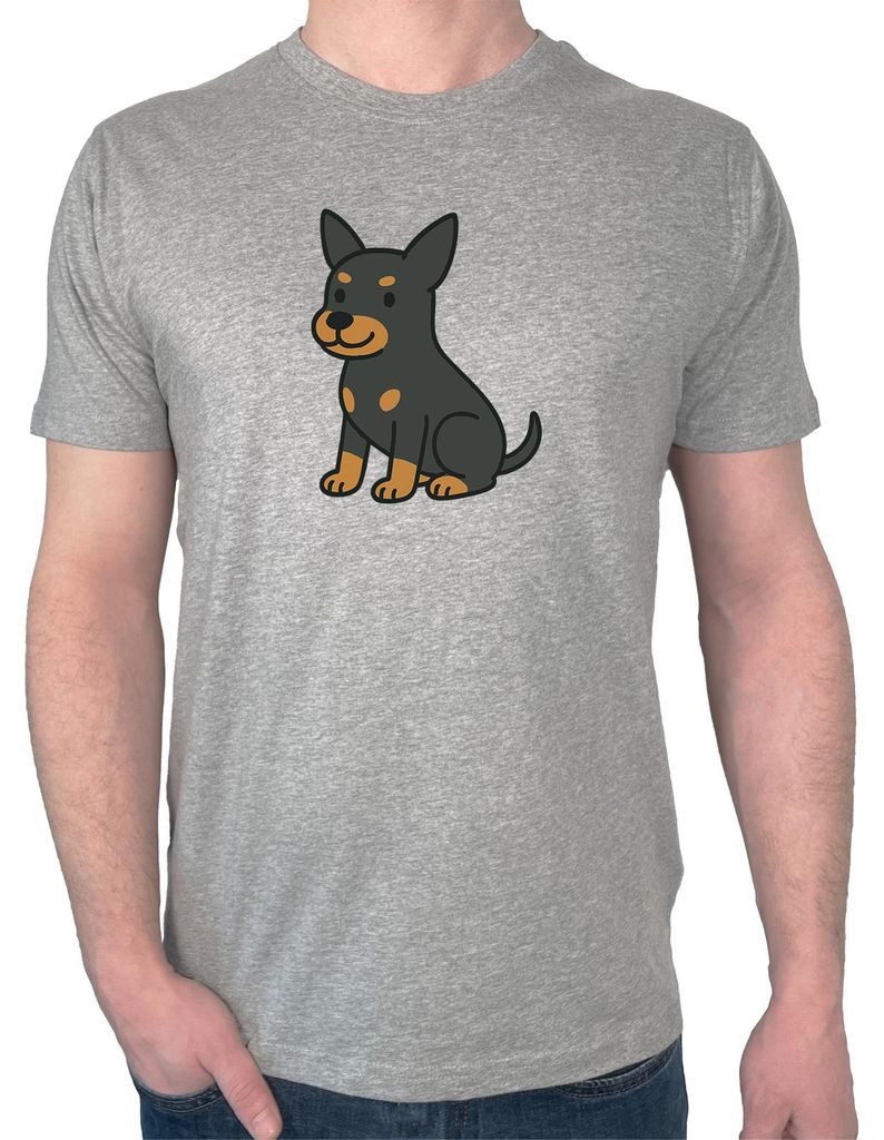 Huuraa Herren T-Shirt Zwergpinscher Comic Zwergi XXL Sport Grey Bio Baumwolle Fairtrade Herrenshirt Geschenkidee