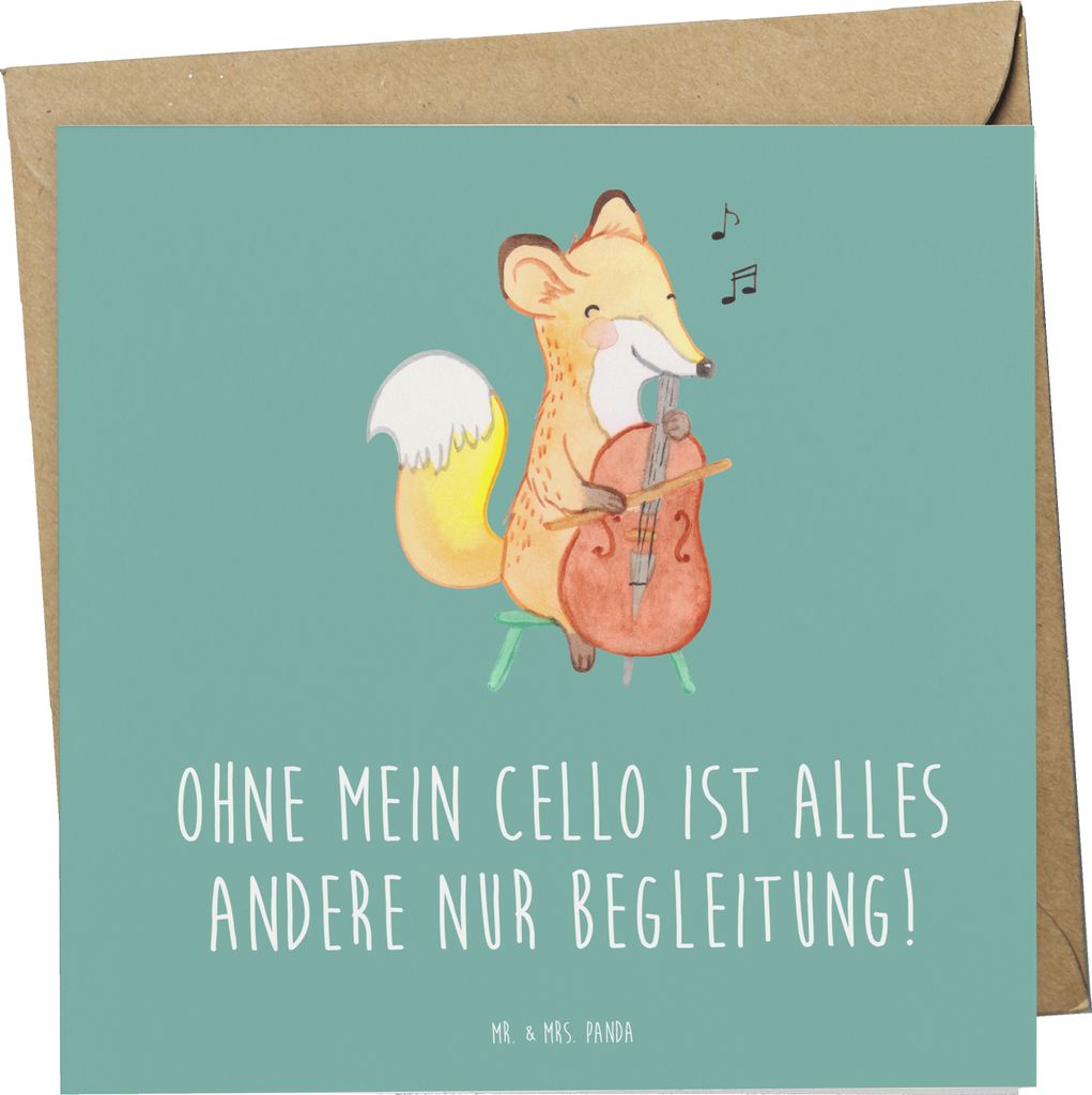 Mr. & Mrs. Panda Glückwunschkarte Cello Magie - Meeresbrise - Geschenk, doppelkarte, Lernen, Musikinstrument, Grußkarte, Solo, Instrument, Cellis...