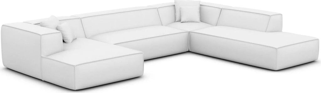 Echtleder U-Form XXL Lounge Wohnlandschaft Arelia Weiß Links