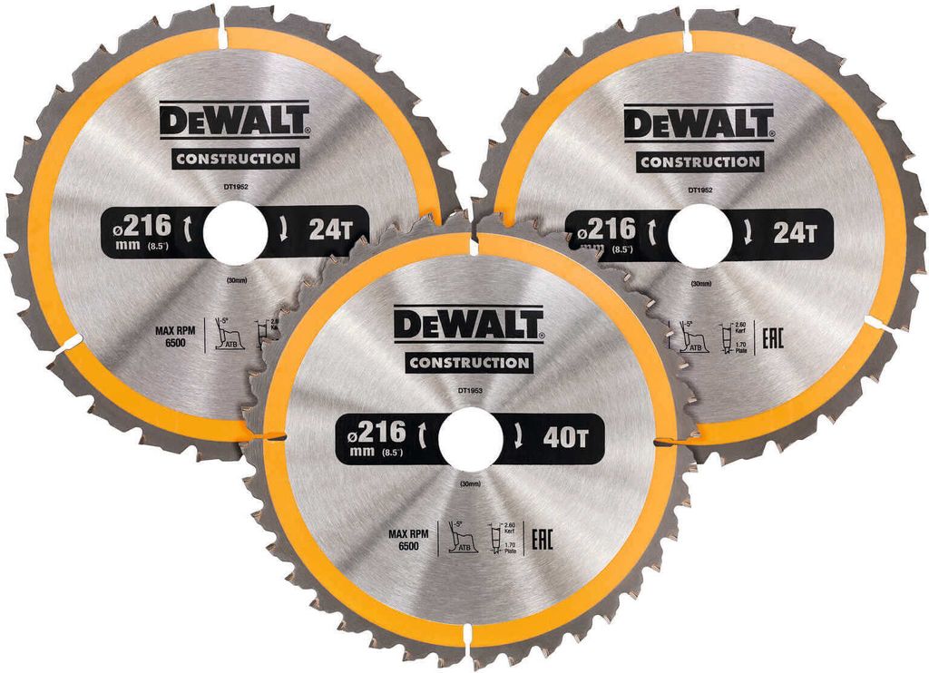 DeWalt Kreissägeblatt-Set 3-tlg. Stat, Art.Nr. DT1962-QZ Produktbild 