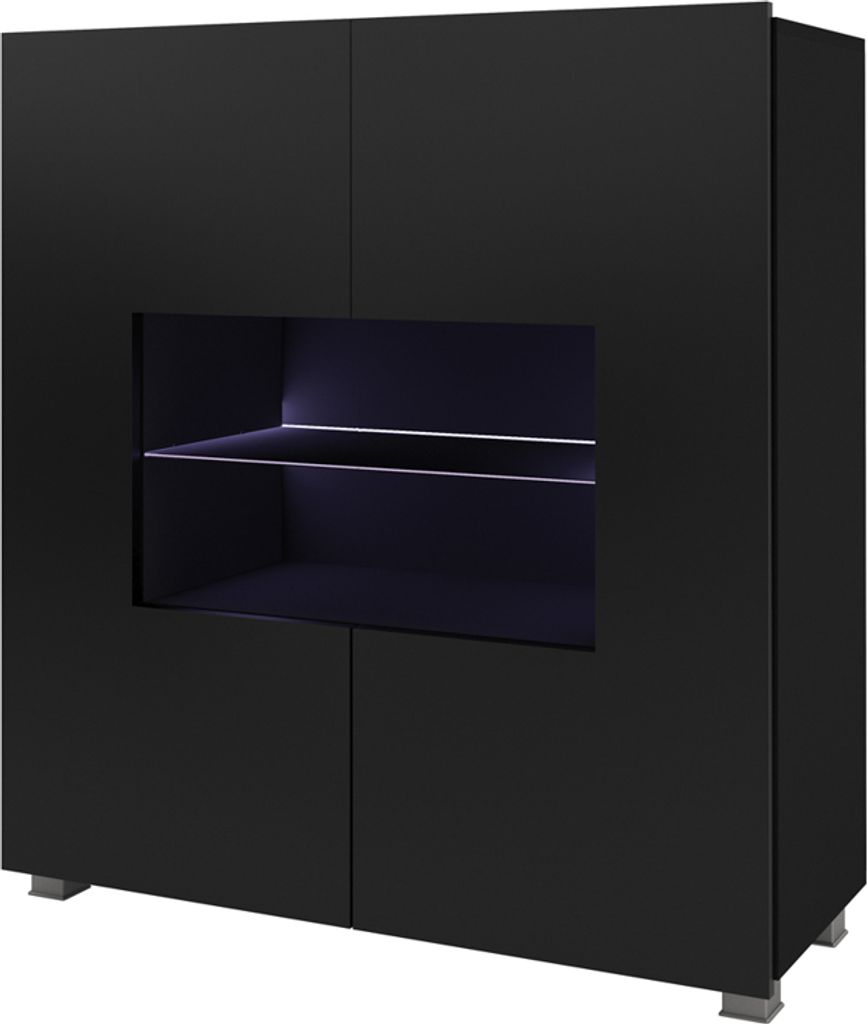 Highboard Schrank KAVOS in Schwarz Hochglanz inkl.LED Beleuchtung