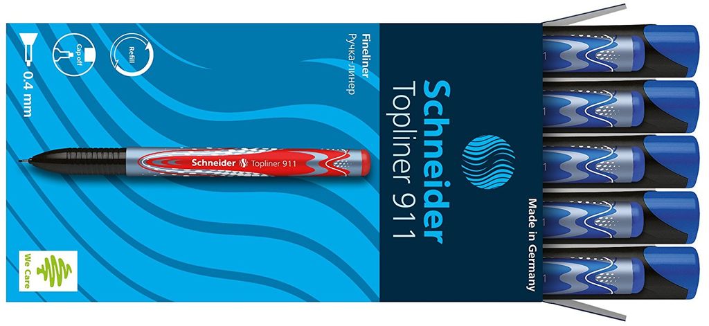 Schneider - Fineliner Topliner 911 0,4mm blau | 10 Stück