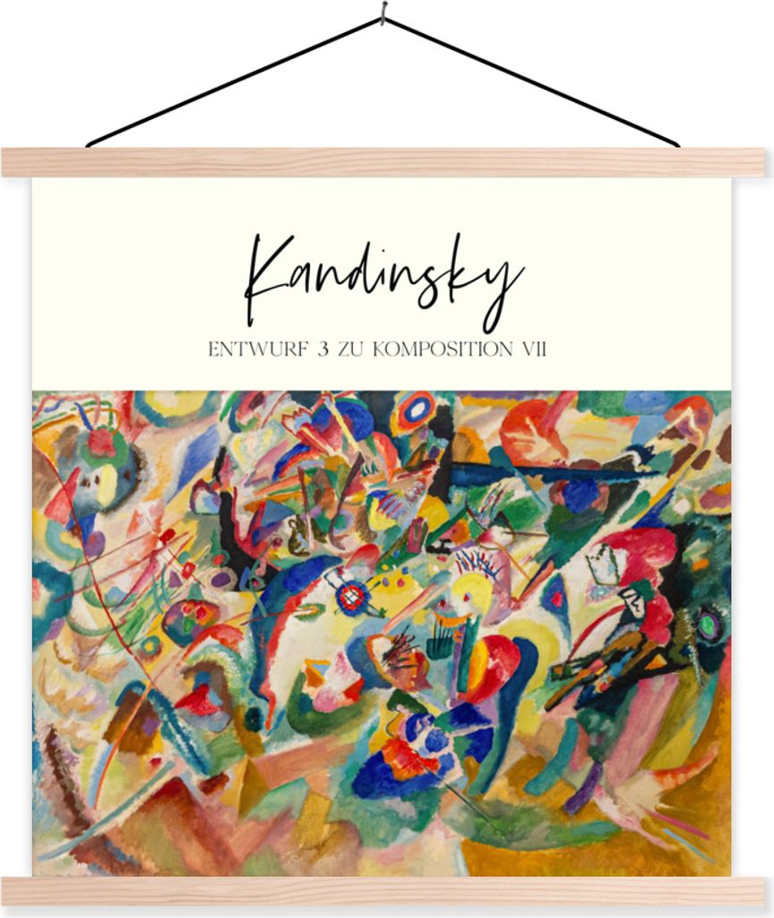 MuchoWow Textilposter Malerei - Kandinsky - Alte Meister 40x40 cm mit holzfarbenen Rahmen - Posterleiste