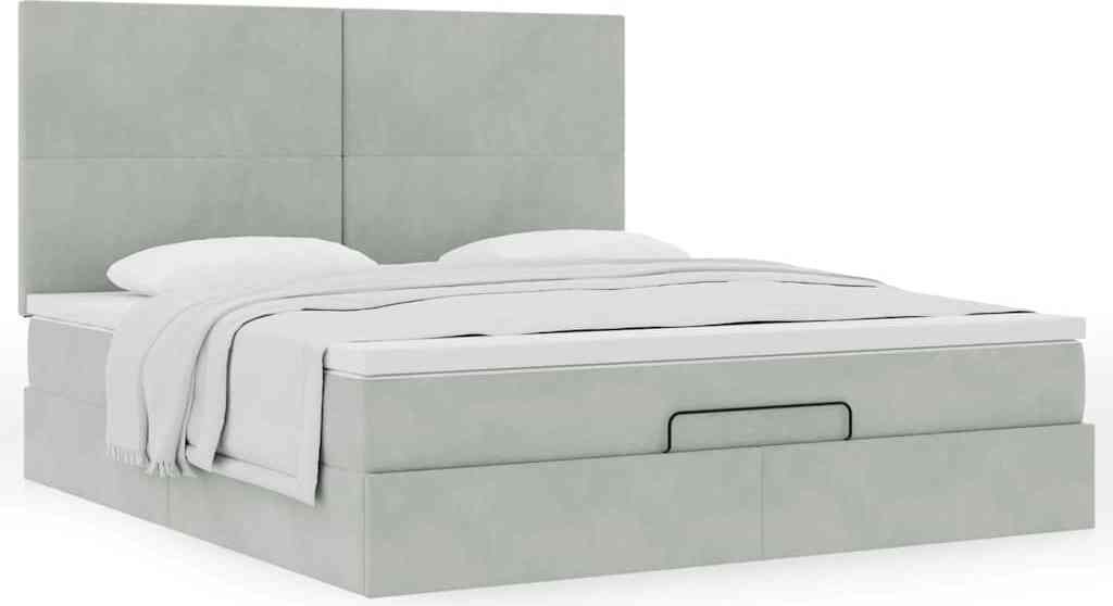 Maison Exclusive - Ottoman-Bett mit Matratzen Hellgrau 160x200 cm Samt