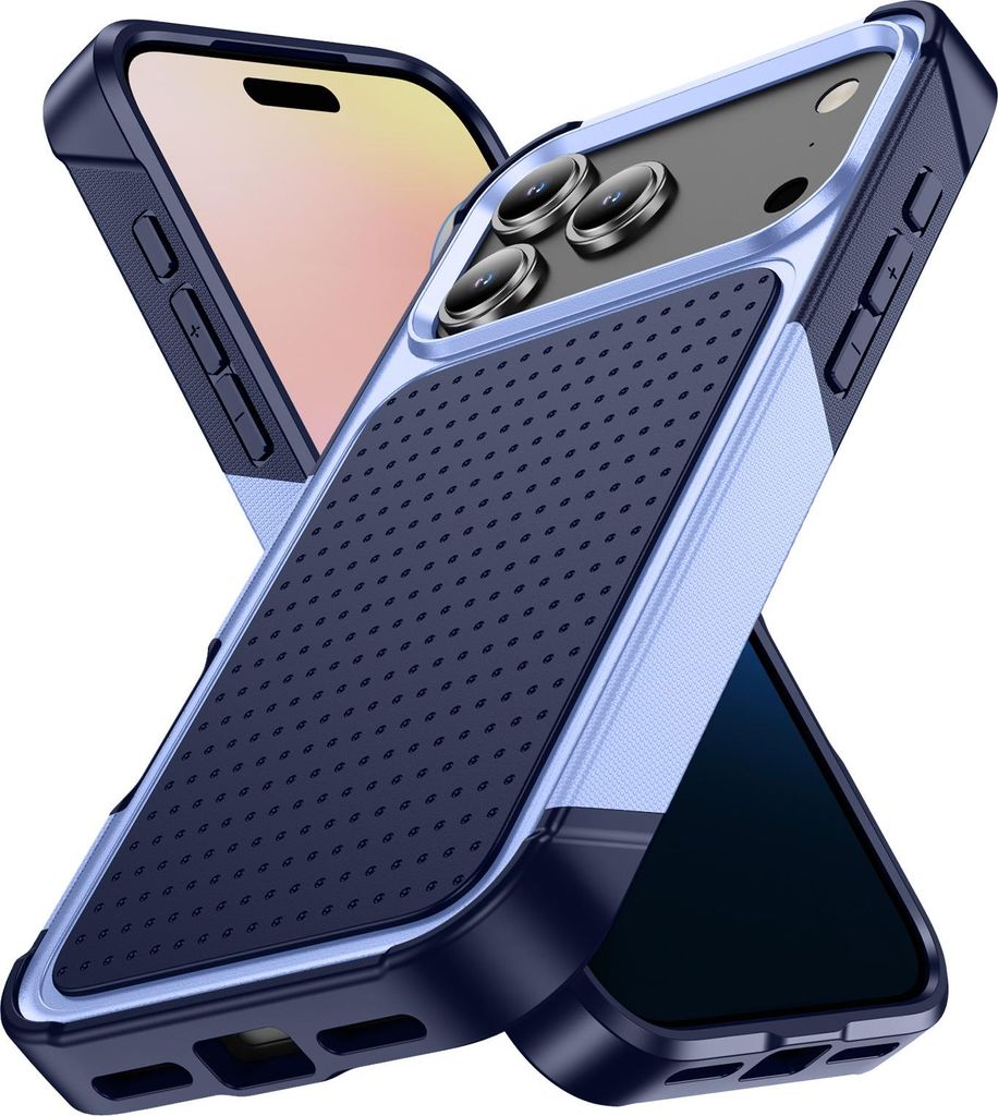 Für iPhone 17 Pro Hülle Militärqualität Stoßfest Hybrid 2 in 1 Hart PC Weich TPU Handyhülle Lila Blau