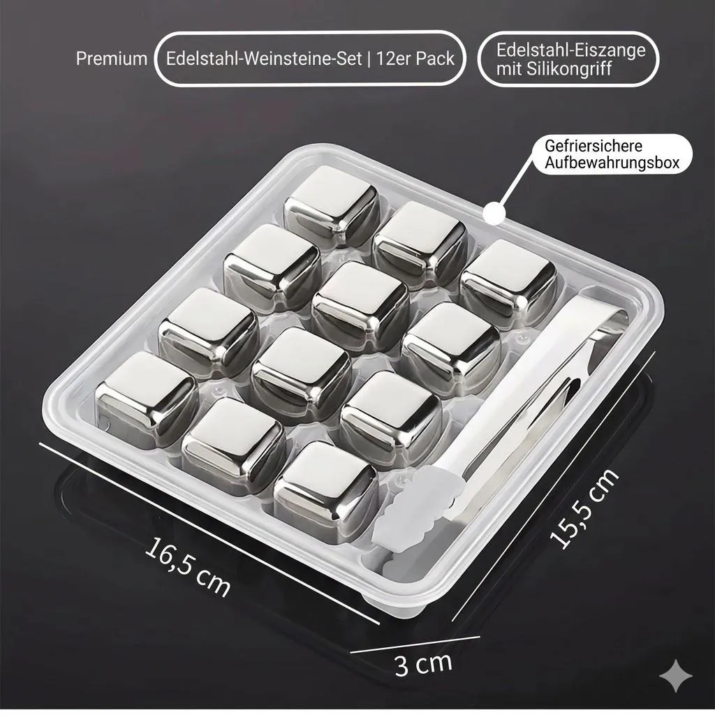 Glaçons en acier inoxydable pour cocktails et whisky - Coffret cadeau