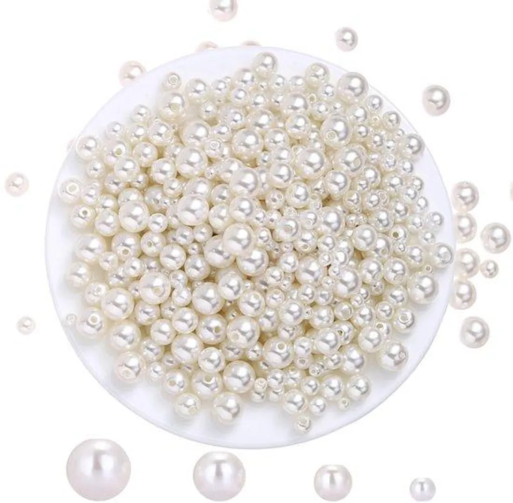 Perles blanches en verre pour fabriquer bijoux mariage et cadeaux