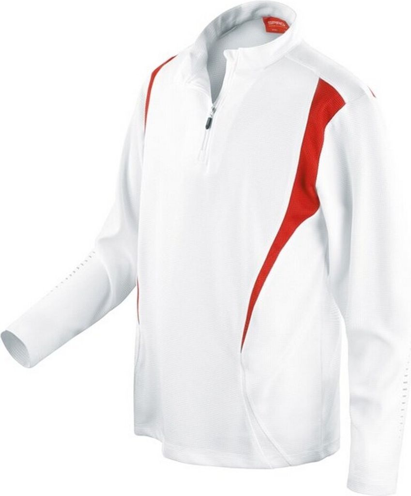 Spiro - "Trial" Oberteil Reißverschluss für Herren/Damen Uni - Training PC6773 (L) (Rot/Weiß)
