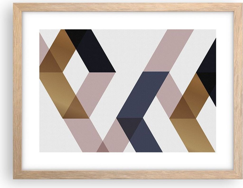 Gerahmtes Poster - Rahmen in heller Eiche - Abstraktion Muster Diamant - 40x30 cm - Wand Bild - Wanddeko - Wandbilder - Wandposter - Bilderrahmen -...