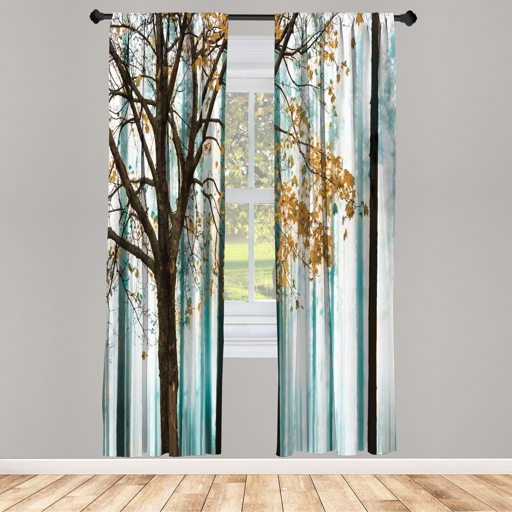 ABAKUHAUS Herbst Vorhänge 2 Panel Set für Wohnzimmer Schlafzimmer Nachbildung, Bild Von Einem Einsamen Baum Blättern Auf Einem Abstrakten Hinter...