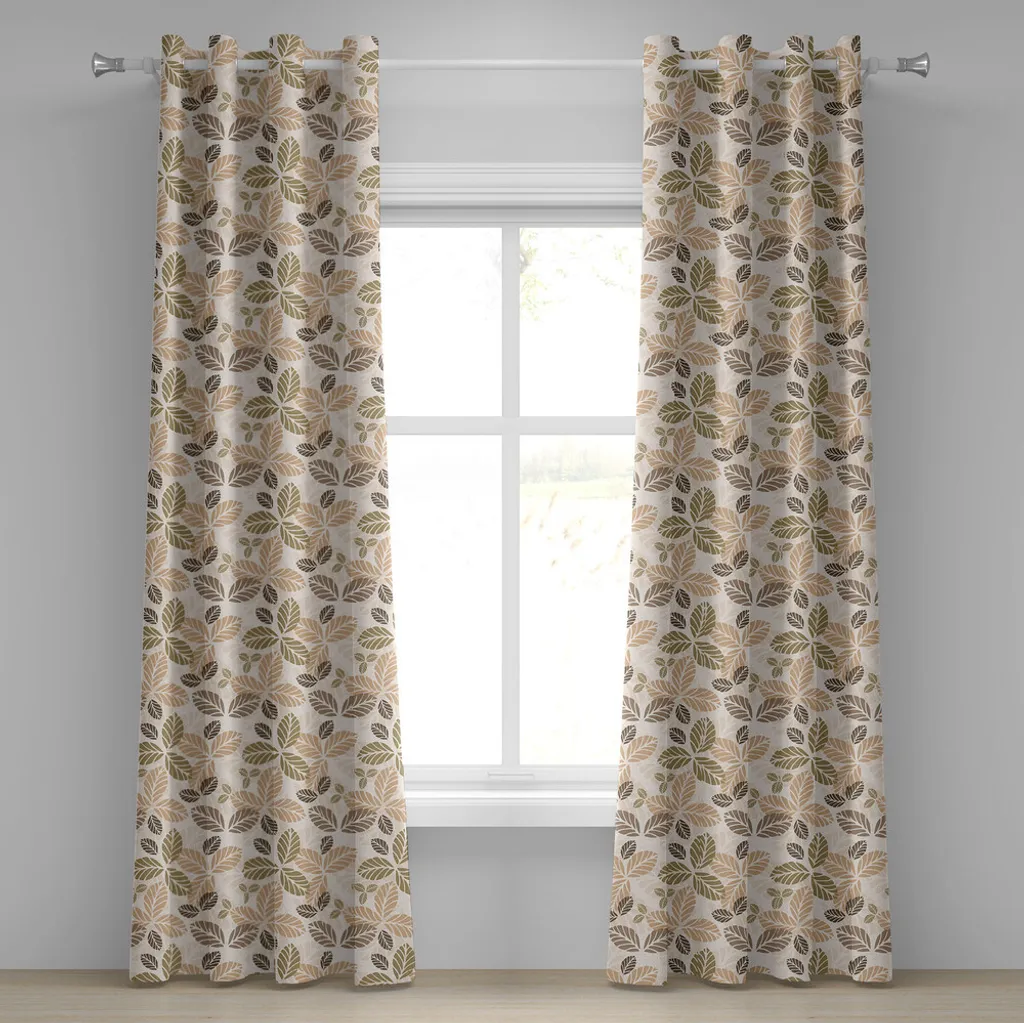 Rideau décoratif anti-vis-à-vis motif fleurs rétro 280 x 175 cm vert