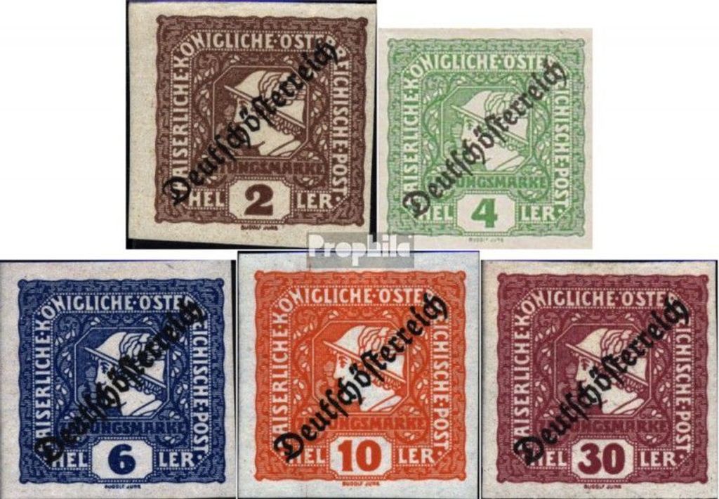 Briefmarken Österreich 1919 Mi 247-251 (kompl.Ausg.) mit Falz Zeitungsmarken