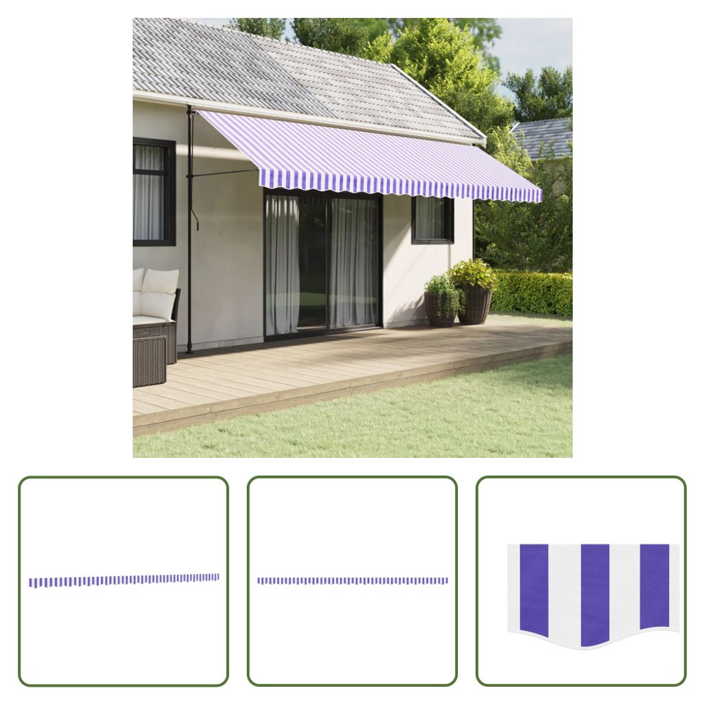 The Living Store Markisenvolant Blau und Weiß Gestreift 5 m