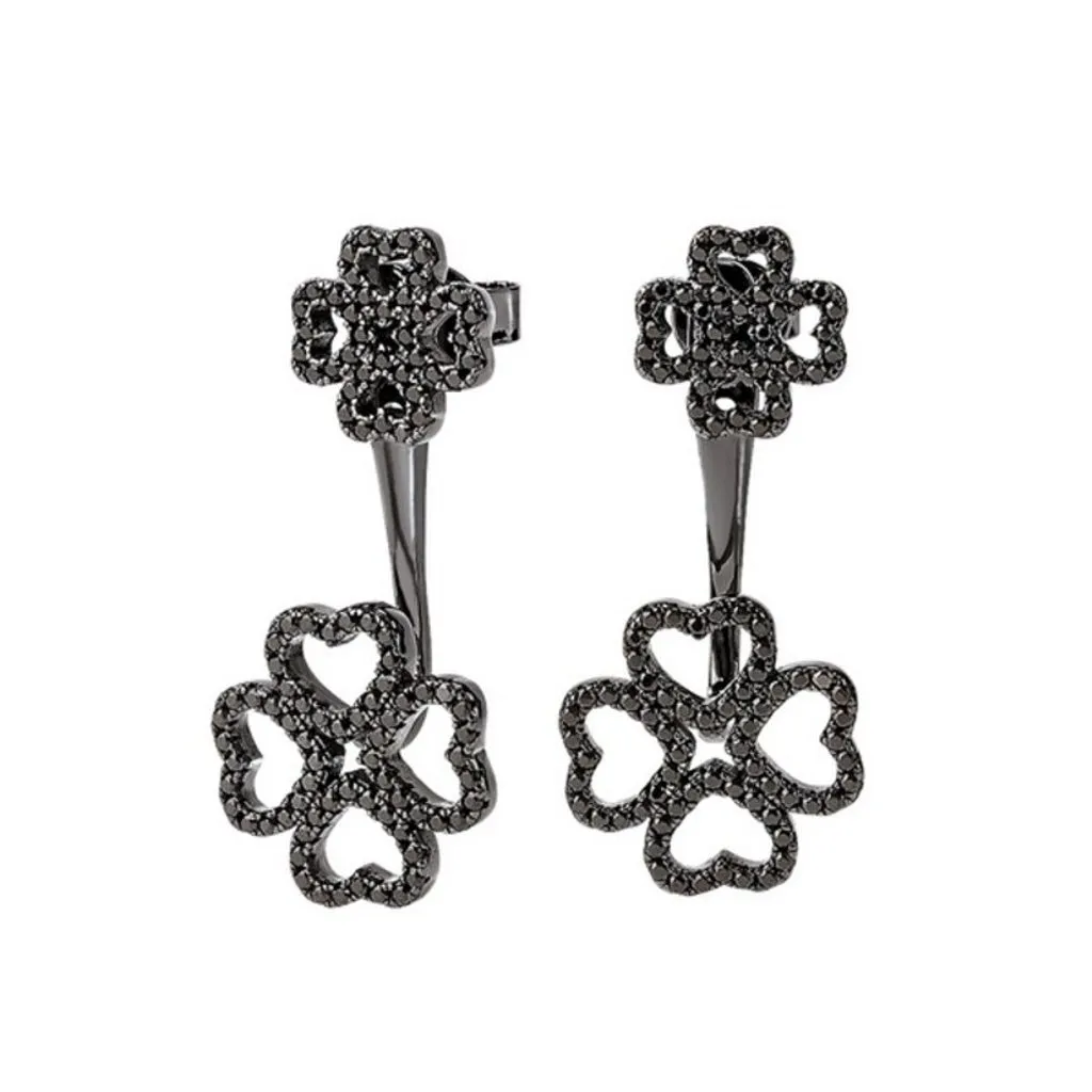 Boucles d'oreilles en acier noir Folli Follie 2,5 cm avec design anneau