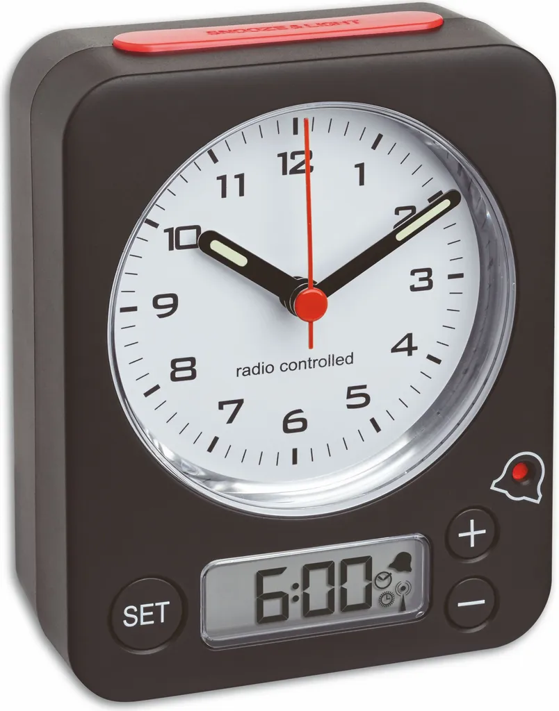 TFA Dostmann Combo Réveil Radio Piloté Heure Analogique et Alarme Forte