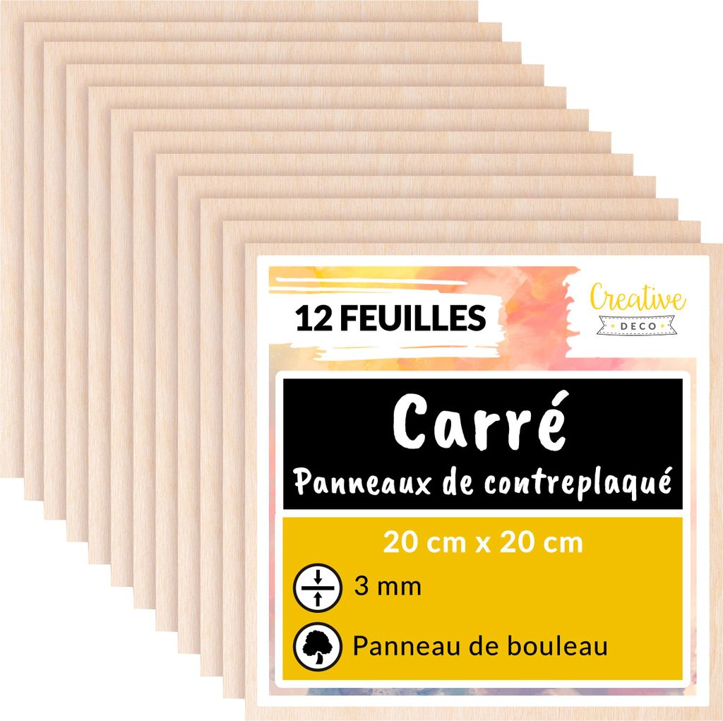 Creative Deco 12 x Contreplaqué Carré 200 x 200 x 3mm Image du produit 