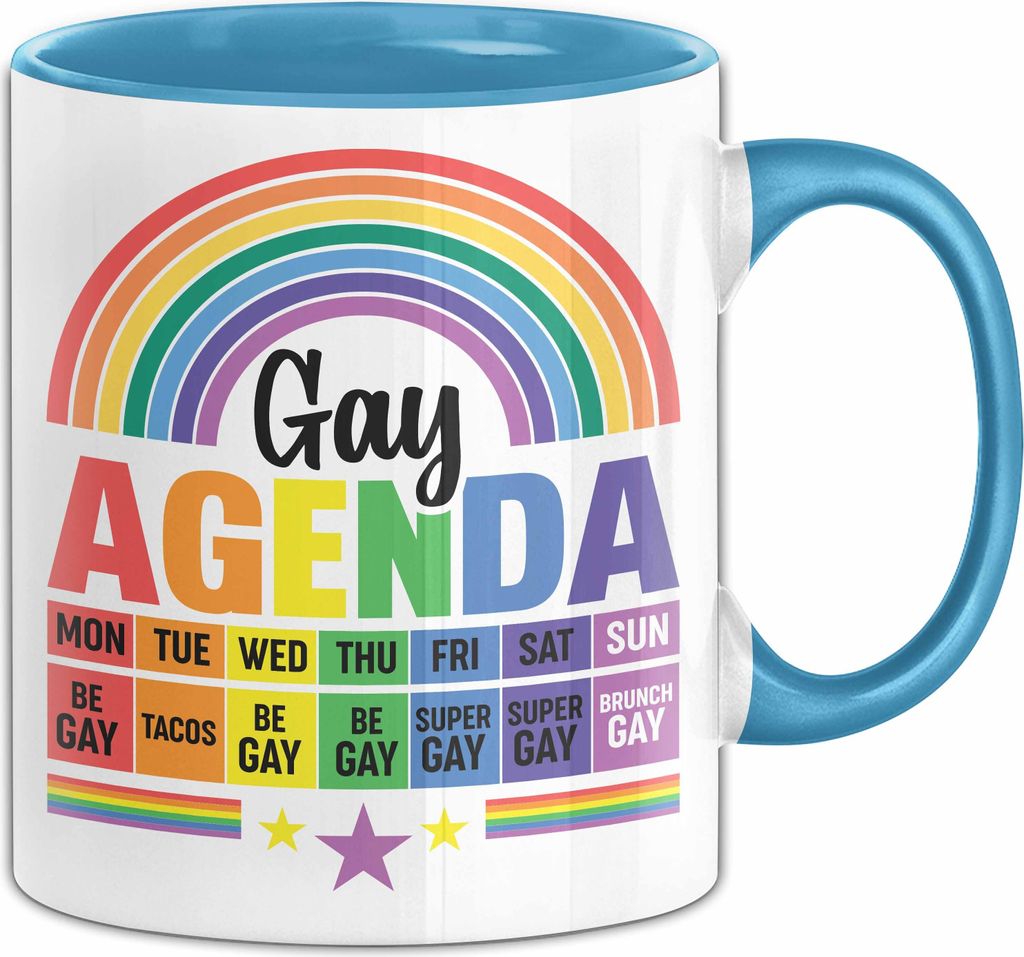 LGBTQ Tasse Geschenk Lesben Schuwle Geschenkidee Gay Pride Gay Agenda Kaffee-Becher (Blau)