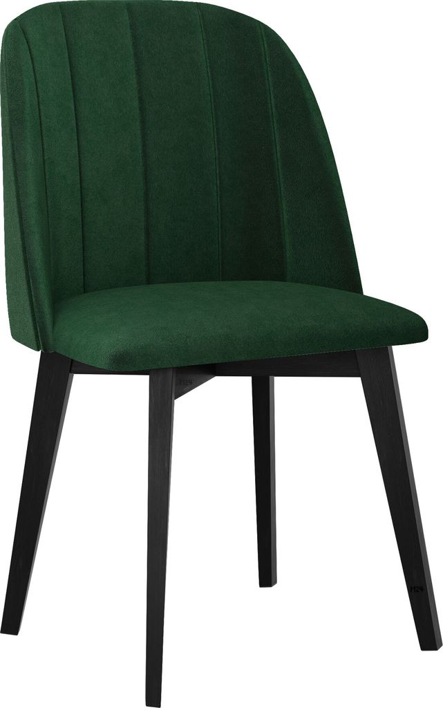 MIRJAN24 Stuhl Monti III Pik Gerade, Polsterstuhl aus Buchenholz, Stilvoll Wohnzimmer (Holzfarbe: Schwarz, Stofffarbe: Riviera 38)