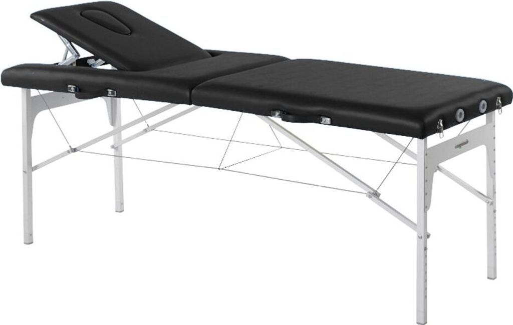 Behandlungsliege, Massageliege, Liege klappbar, mobil, Höhe 68-84 cm, Farbe:43 schwarz