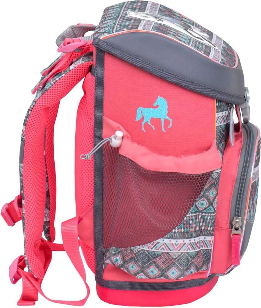 Belmil Mini-Fit ergonomisches Schulranzen-Set 4-teilig - Horse Aruba Blue