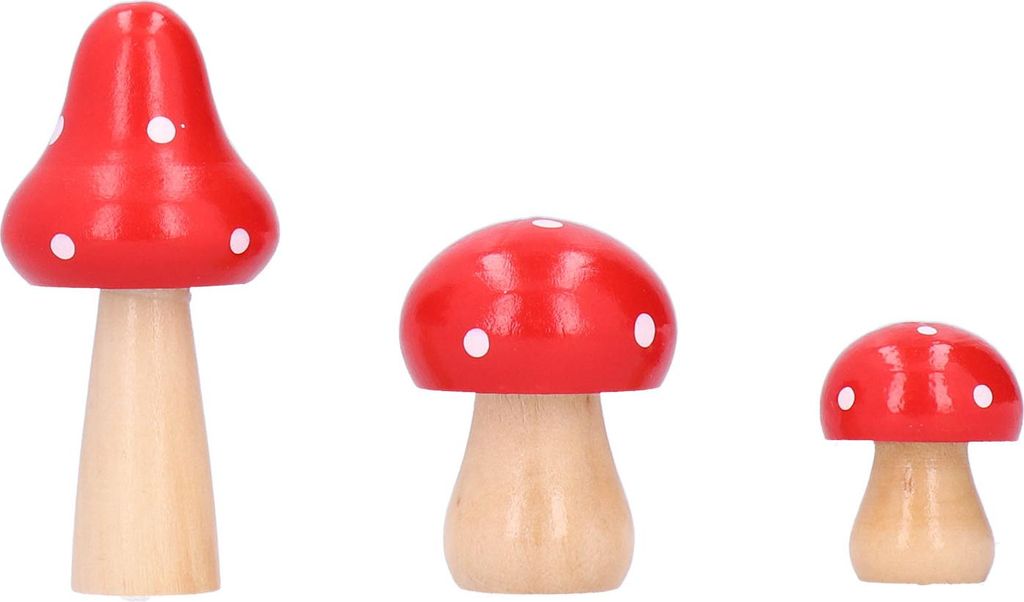 3-teiliges Set Pilz-Bastelarbeiten, innovative und niedliche Holzornamente, Dekoration fš¹r Zuhause, Bš¹ro und Schreibtisch, Rot
