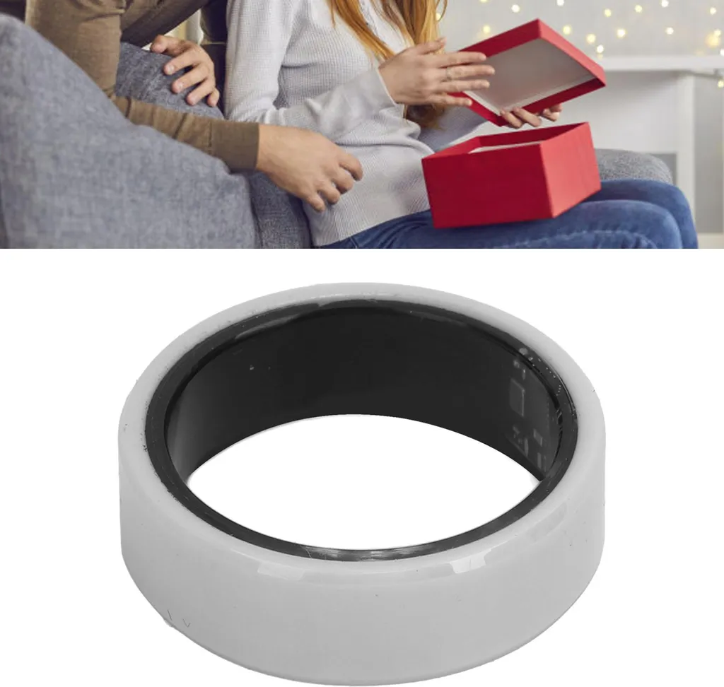 Bague connectée rechargeable IP68 blanche avec podomètre Fitness 10