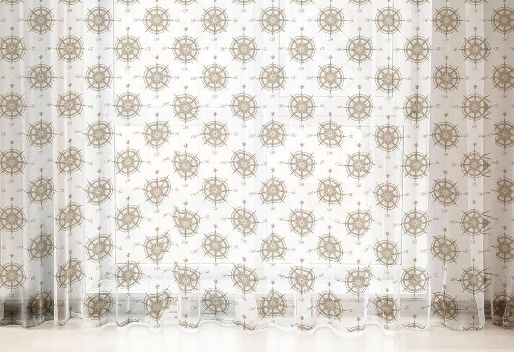 ABAKUHAUS Arazzo con bussola, rosa dei venti vintage in tonalità terra Mapping Around direzione misura di sicurezza, soggiorno camera da letto tessuto da parete in raso setoso, 135 cm x 274 cm, bianco umbra - 3