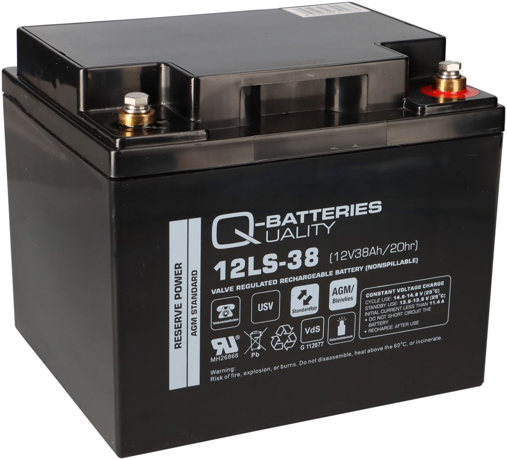 Q-Batteries 12LS-38 12V 38Ah Blei-Vlies-Akku / AGM VRLA mit Produktbild 