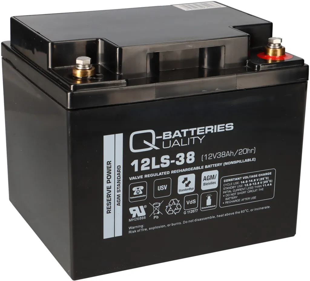 Batterie Secours 12V 38Ah AGM pour Alarme Incendie et UPS - Certifiée VdS
