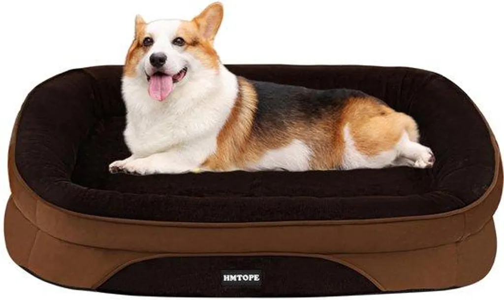 Lit orthopédique pour chien 90x71x15 cm marron avec mousse à mémoire