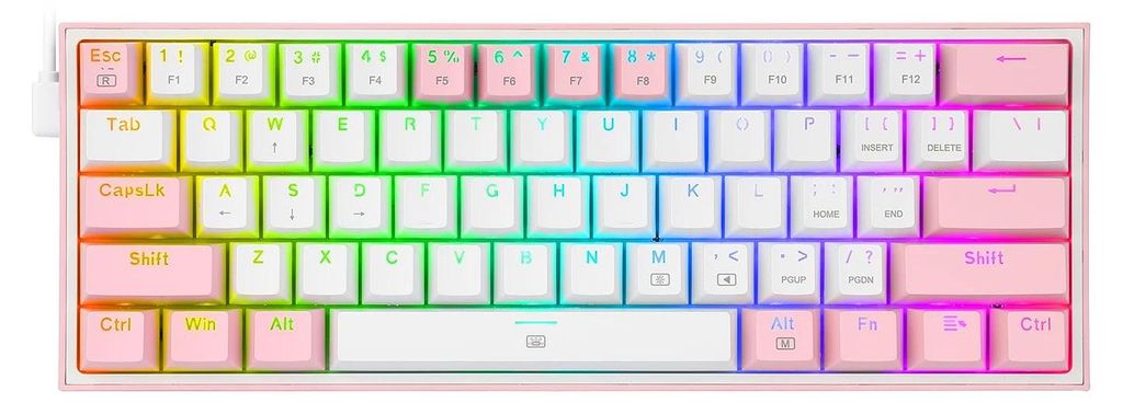 REDRAGON K617-RGB Fizz RGB White/Pink, Kabelgebunden, USB, Produktbild 