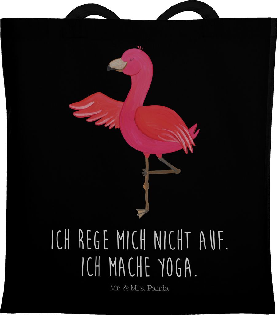 Mr. & Mrs. Panda schulterbeutel Flamingo Yoga - Schwarz - Geschenk, Entspannung, Baum, Tasche, Shopping, Aufgeregt, campus, Rosa, Tragetasche, Uni,...