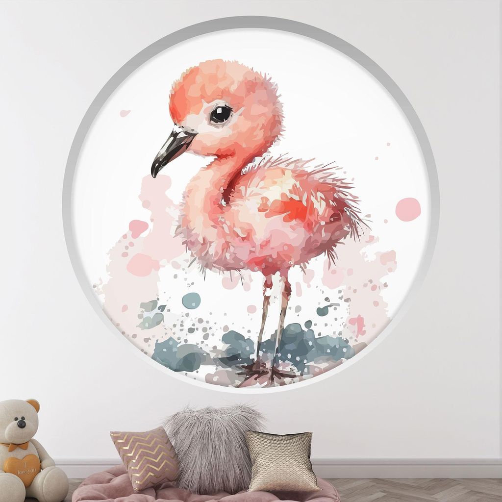 Trompe-l'œil-Aufkleber Runde Bogen Kinder - Lumaléa - Vogel - Durchmesser 130 cm