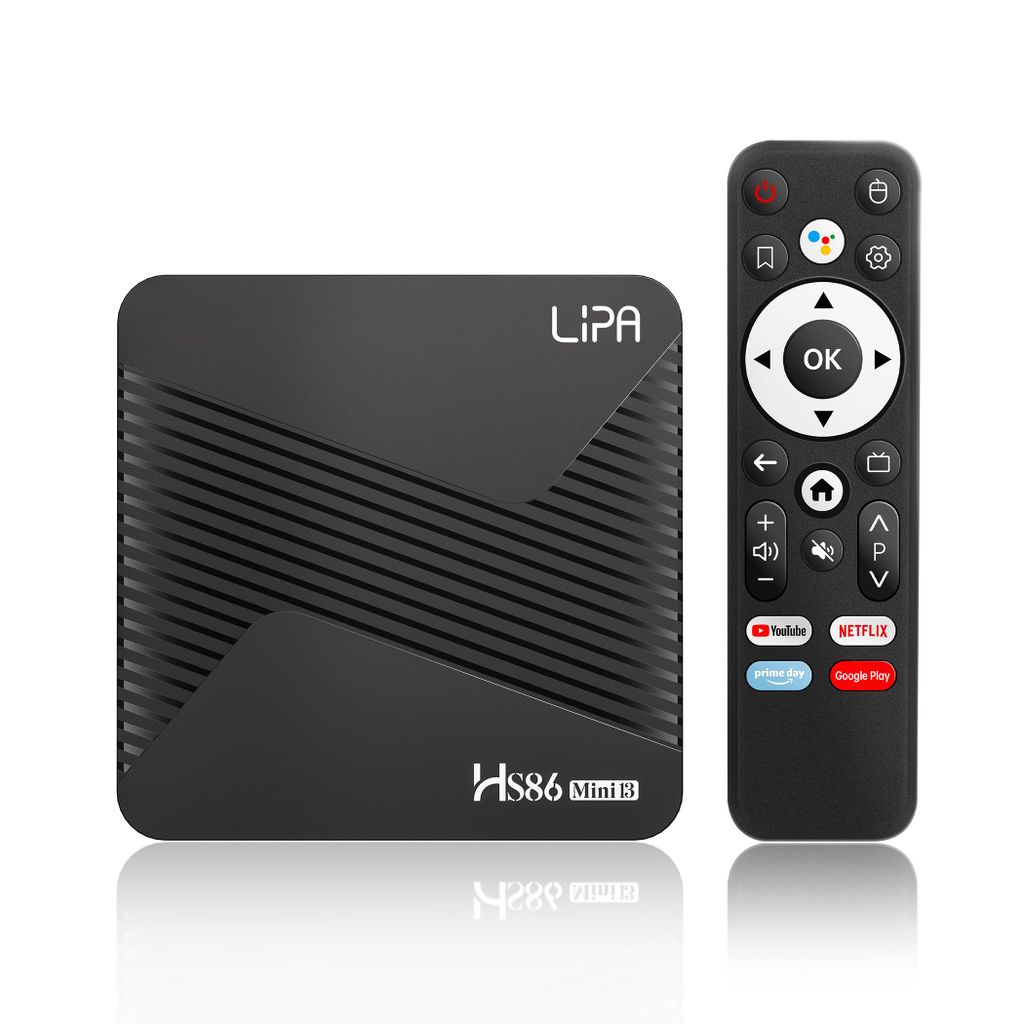 Lipa HS86 Mini 13 Android TV Box 4-32 GB Android 14 – Mediaplayer für TV – Mediastreamer – Android TV Box – Sprachfernbedienung – 4K