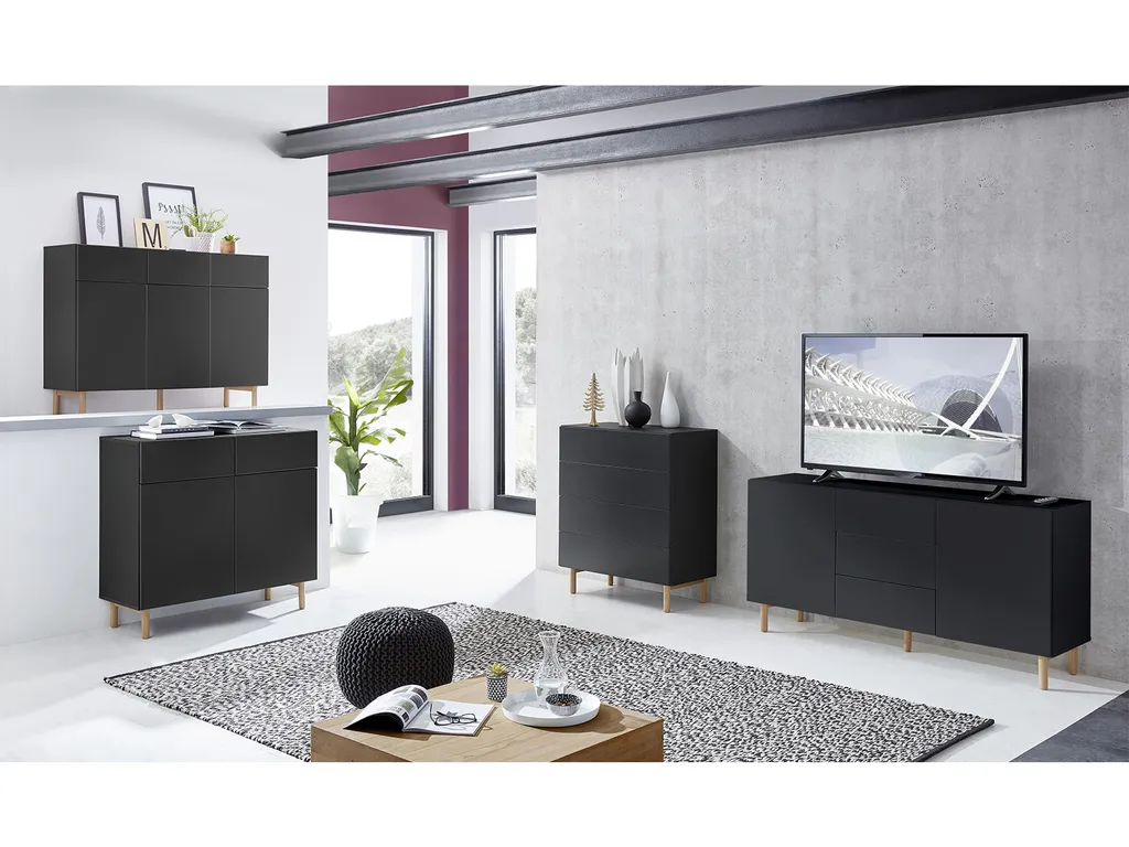 Buffet bas métallique anthracite 80 cm Redditch avec finitions soignées - 4