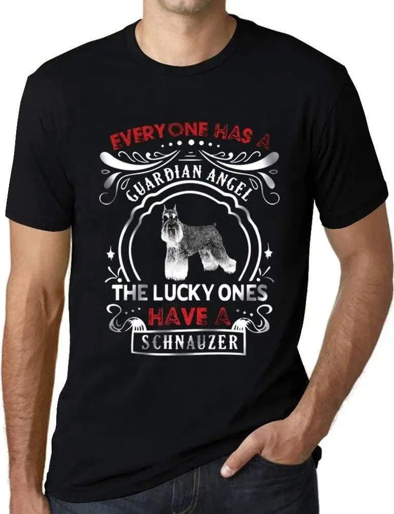 Herren Grafik T-Shirt Jeder hat einen Schutzengel die Glücklichen haben einen Schnauzer – Everyone Has A Guardian Angel The Lucky Ones Have A