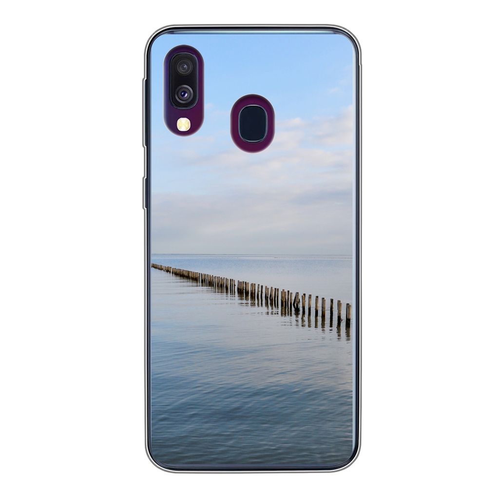 MuchoWow Handyhülle Schutzhülle Hülle für Samsung Galaxy A40 Nordsee - Wolken - Wasser Silikon Softcase Handy Hülle - Handy-Tasche