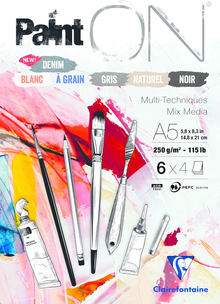 Clairefontaine 4x Block A5 24 Blatt 6 Farben/Papiere sortiert Sortierung 975409C